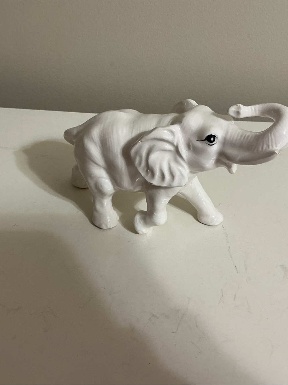 White Ceramic Elephant Figurine Home Décor by